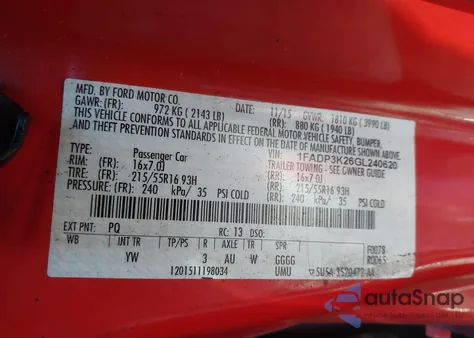 2016 Ford Focus Se из США, поврежденный, VIN 1FADP3K26GL240620